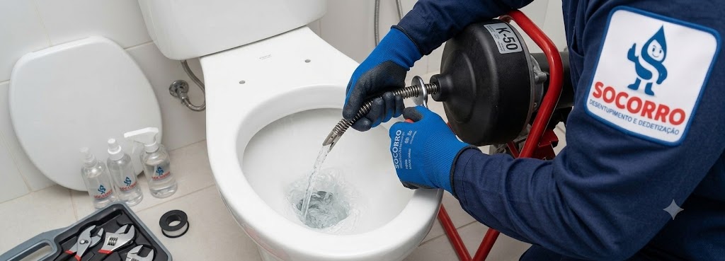 Profissional realizando Desentupidora de Vasos Sanitários em Florianópolis