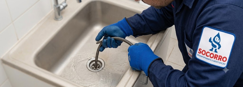 Profissional realizando Desentupimento de Esgoto, Pias, Ralos e Vasos Sanitários em Florianópolis