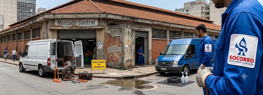 Profissional realizando Desentupimento e Manutenção Preventiva para Comércios e Empresas em Florianópolis